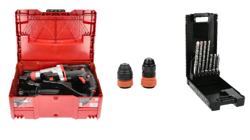 Perforateur burineur 850w pg26 k + coffret 7 forets béton 2 taillants thor - HANGER - 789813_0