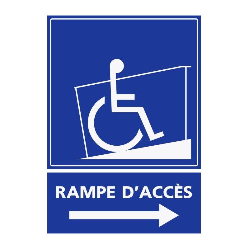 Refz414 - Panneau handicapé rampe d'accès - direction droite - ABC Signalétique_0