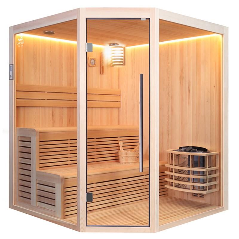 SAUNA D'ANGLE BOREAL® BALTIK 180 - 5 PLACES - 180X180X210 CM_0