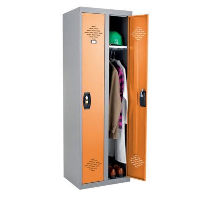 Vestiaires monobloc Confort Industrie propre 2 cases, toit plat, gris / orange_0