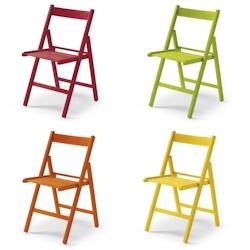 Yelloo - Chaises LIBRO KIT 4 couleurs (rouge vert orange jaune) Pliables Gain de place Bois de hêtre massif (Rossa Verde Arancio Gialla) - multicolor_0