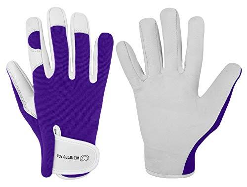 Westwood Fox - Gants de jardinage en cuir résistants aux épines pour hommes et femmes - Peau de chèvre et lycra avec sangle réglable_0