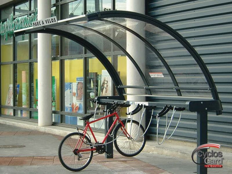 Abri vélo ouvert arcade / structure en acier / toiture en plexiglas / pour 9 vélos_1