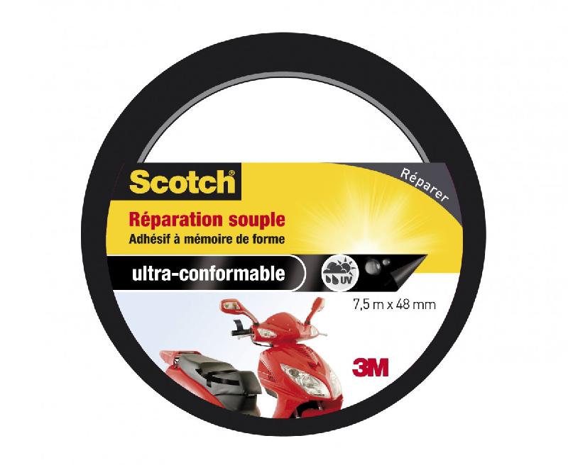 Adhésif SCOTCH réparation une face souple multiusage l.7.5 m x l.48 mm, noir_0