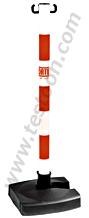 Balise de signalisation rouge et blanche - support de chaîne - hauteur 90cm - socle pliable - CATAL316_0
