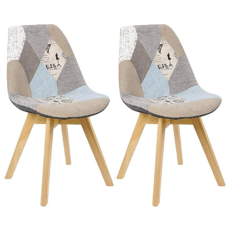 Chaises de salle à manger en lin - 2 pièces - modèle Lisa - pieds en bois massif - gris - 19_0000547_0