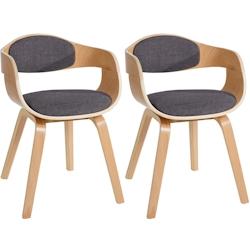 Décoshop26 - Lot de 2 chaises de salle à manger design scandinave en tissu gris clair et structure en bois clair 10_0001722 - gris 3000250636100_0