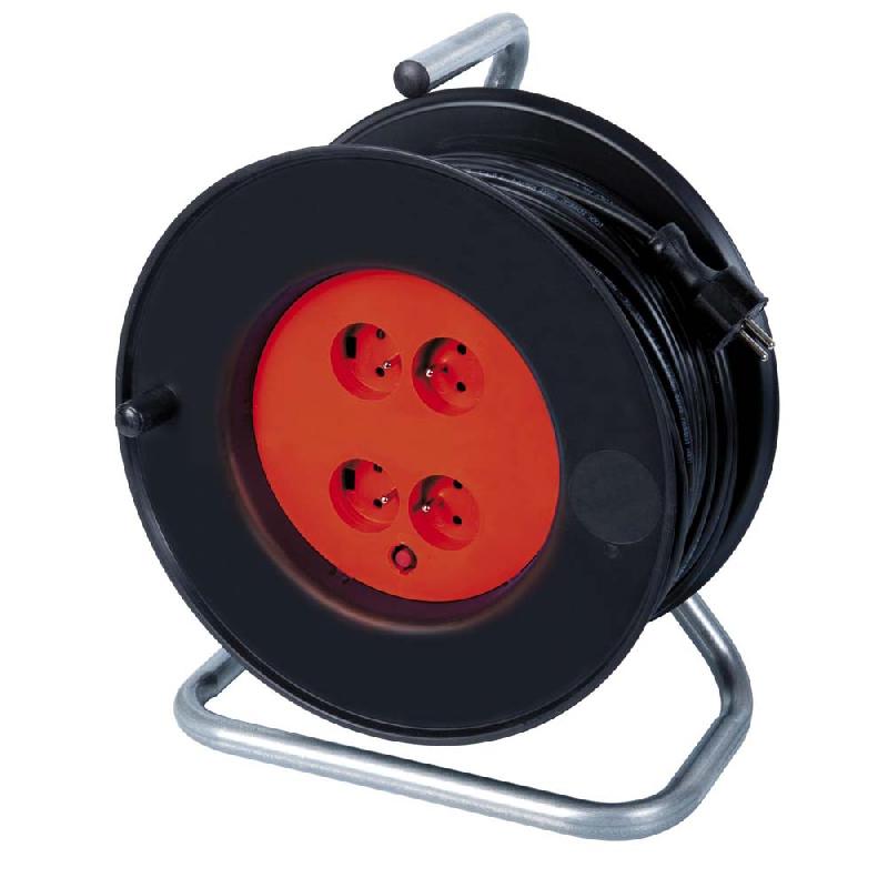 Enrouleur de câble électrique 25 m - 4 prises 16 A - 3100 W - PREEB25315_0