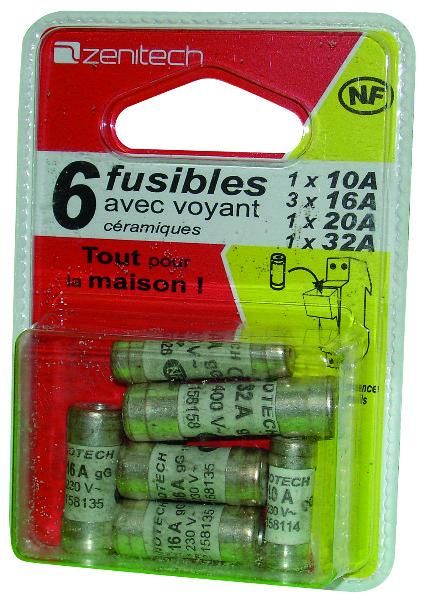 FUSIBLES.1X10A,3X16A,1X20A,1X32A A VOYANT(6)