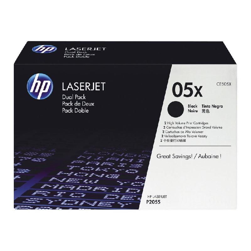 HEWLETT PACKARD TONER ORIGINAL 05XD (CE505XD) - TWIN PACK - COULEUR: NOIR (LOT DE 2 CARTOUCHES)