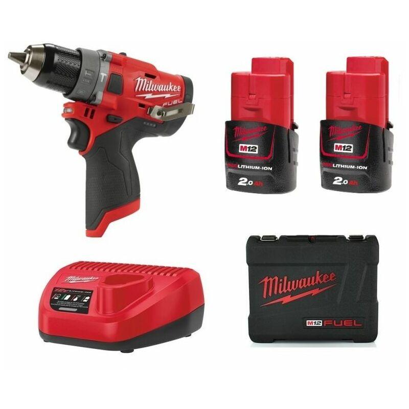 Perceuse-visseuse Milwaukee 12V Avec 2 Batteries 2Ah - Compacte, Légère, 30 Nm De Couple - Idéale Bricolage, Montage, Petits Travaux