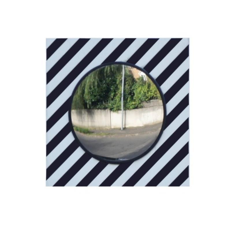 Miroir de surveillance en polycarbonate à bandes réfléchissantes pour voirie, miroir rond diamètre 60 cm_0