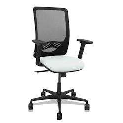 Piqueras y Crespo Silla Zulema sincro malla negra asiento bali blanco brazos 2D ruedas 65mm - blanc multi-matériau 390SM840B10B2DB68R65_0
