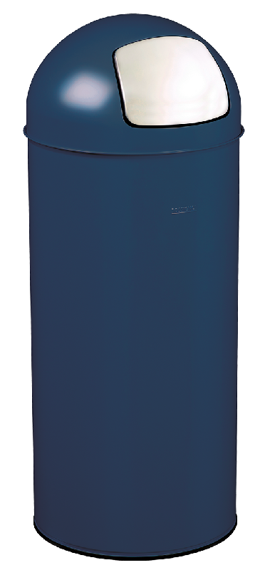 Poubelle publique grand volume 45 litres - Bleu Figuerolle - Modèle Rossignol avec trappe PUSH en inox_0