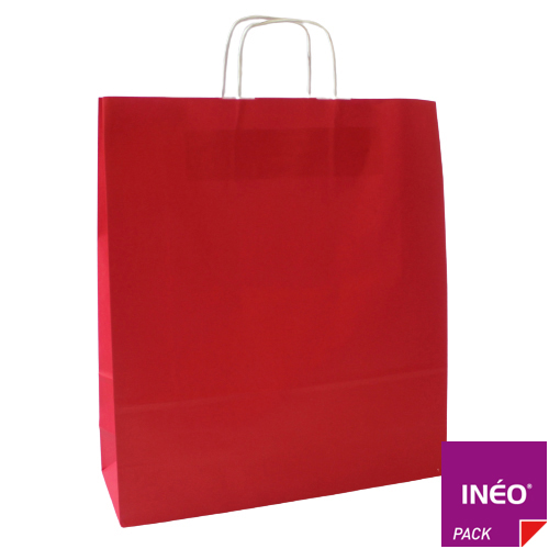 Sac kraft rouge à poignées torsadées (paquet de 50) - sac kraft personnalisable - plusieurs dimensions_0