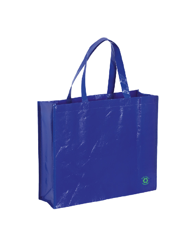 Sac shopping éco - non-woven laminé 100 g/m² - couleur bleu - poids 53,5 g_0