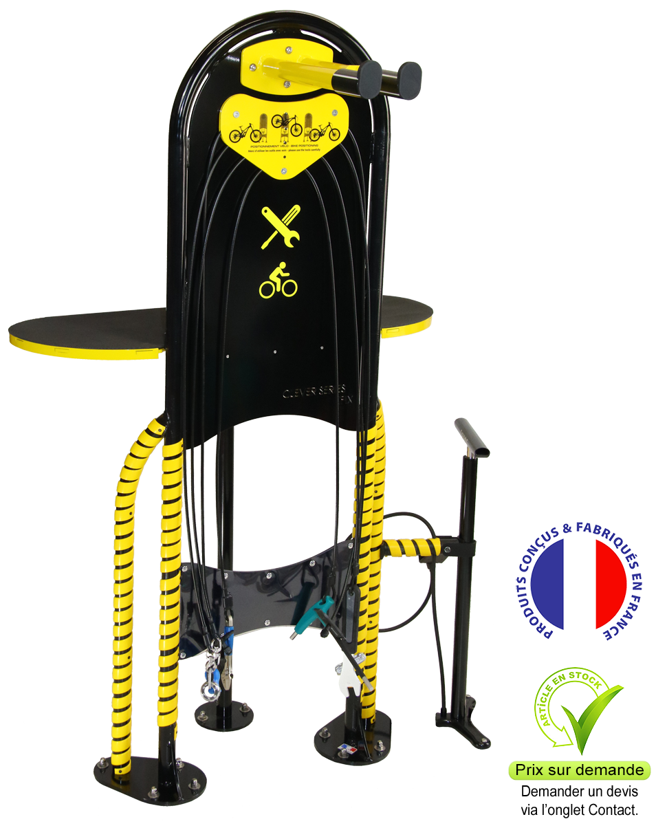Station de réparation ergonomique et personnalisable en libre-service pour vélo et sports de glisse  - clever ifix-overall_0