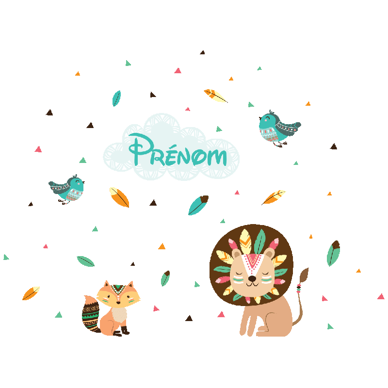 Stickers prénom personnalisable lion le chef de la tribu