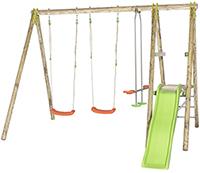 Portique bois Tutti - norme EN71-8 - 2.30m - 3 agrès, 1 plateforme, 1 toboggan_0