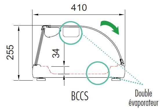 Vitrine à sushis professionnelle à poser - Fond pour 4 bacs GN1/3-40 - 1050x410x255 - BCCS-4 - Température +0/+6°C - Gaz R290_0