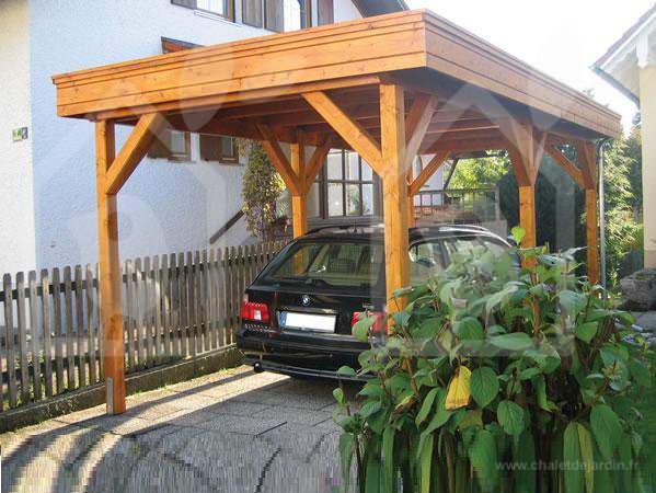Abri voiture carport modern 300x600 cm / structure en bois / toiture plate en bois_0