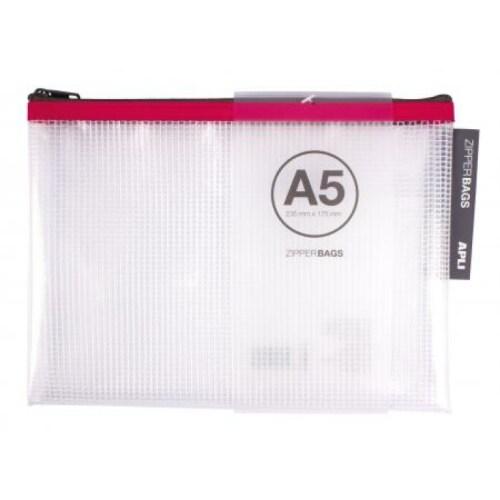 Apli Lot de 20 Pochette en PVC transparent 235x175 / A5, fermeture zippée coloris assortis - 8410782173847_0