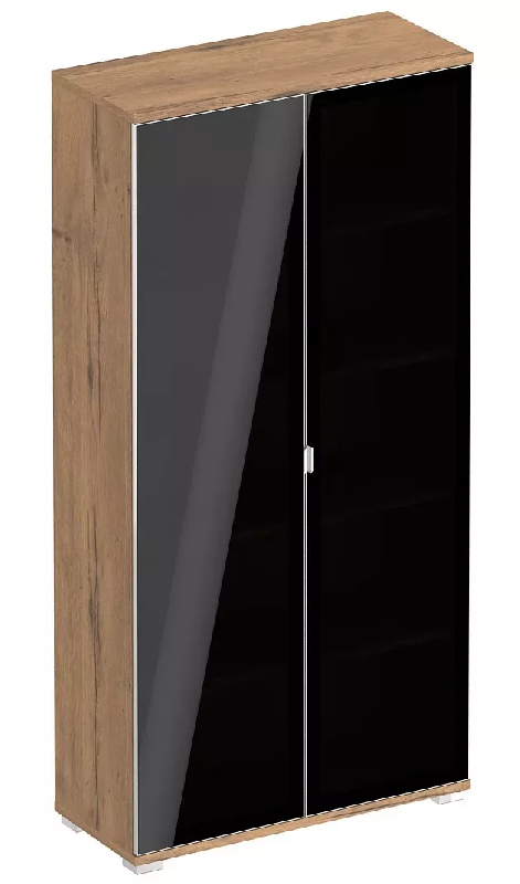 Armoire 2 portes en verre 4 étagères (L : 100 cm x P : 42 cm x H : 201,40 cm) So Laroya_0
