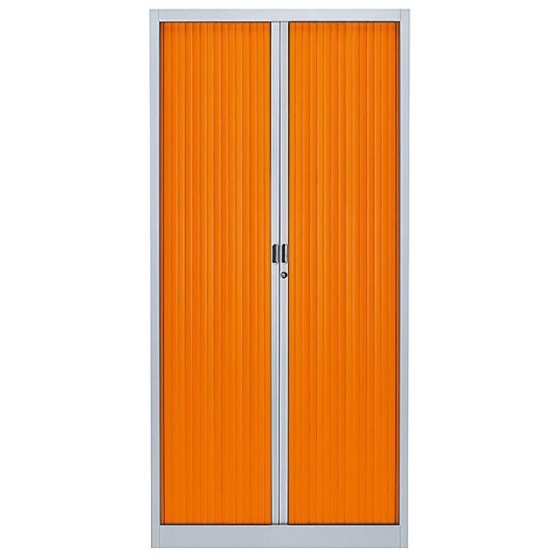 ARMOIRE MÉTAL CLASSTOUT COLOR - A RIDEAUX - L. 90X- H. 180 CM - CORPS ALUMINIUM  - RIDEAUX ORANGE