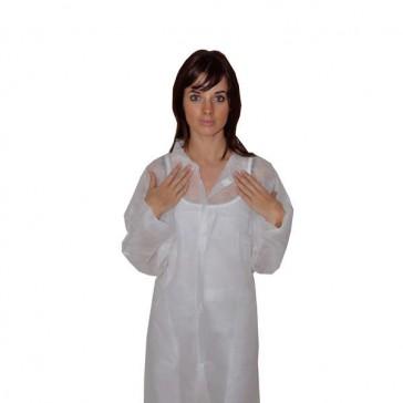 Blouse de travail en polypropylène - blanche, sans poche, fermeture scratch - Taille 3 - Marque Kolmi Hopen_0
