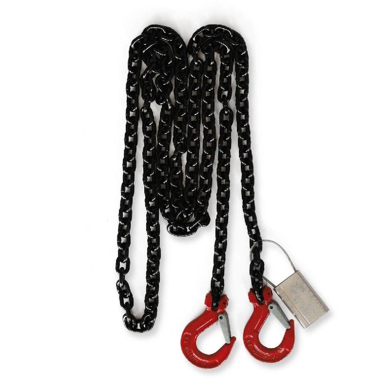 Chaîne d'arrimage ø 8 mm avec 2 crochets à linguet - Longueur 3,5 mètres - 5380lac - Acier allié - TMU jusqu'à 16.000 dkN_0