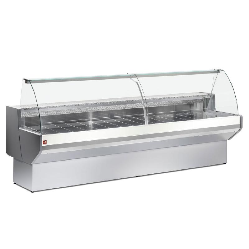 Comptoir vitrine bombée réfrigéré positive à vitre ventilé avec réserve gris/blanc 1040 mm de largeur - ML10/E8-VV/R2_0