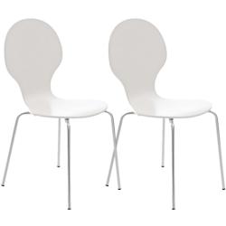 Décoshop26 - Lot de 2 chaises de cuisine salle à manger empilables dossier arrondi en bois blanc et métal chromé 10_0003085 - blanc 3000251387582_0
