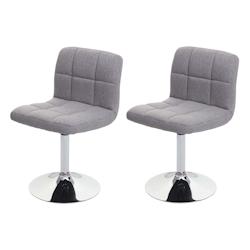Décoshop26 - Lot de 2 chaises de salle à manger en tissu gris clair et métal chromé siège pivotant 04_0000425 - gris 3000253868980_0