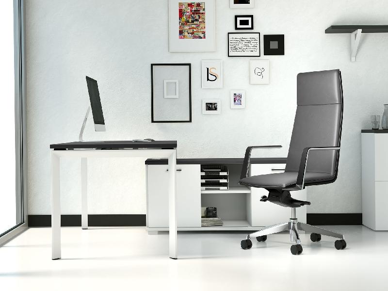 Fauteuil de direction Atos - Mobel Linea - cuir noir_1