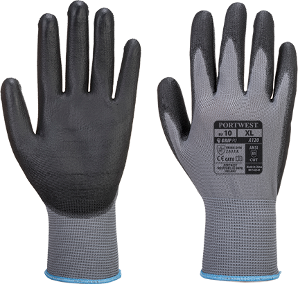 Gant anti-coupures enduit PU gris et noir A120 - taille S - excellente résistance à l'abrasion et à la déchirure_0