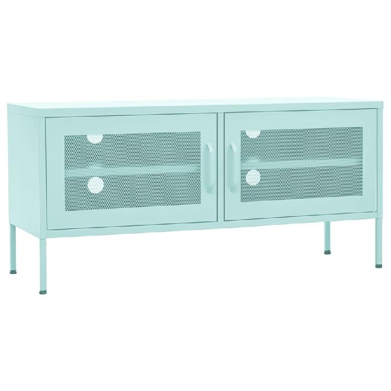 Helloshop26 - Meuble TV multimédia étagère télévision buffet téléviseur salle à manger salon chambre menthe 105 x 35 x 50 cm Acier 02_0027688_0