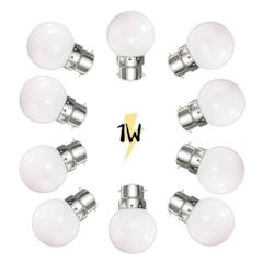 Illupro Lot de 10 Ampoules B22 plastique 1W LED Blanc chaud G45 pour guirlande guinguette professionnelle - jaune 3760430850466_0