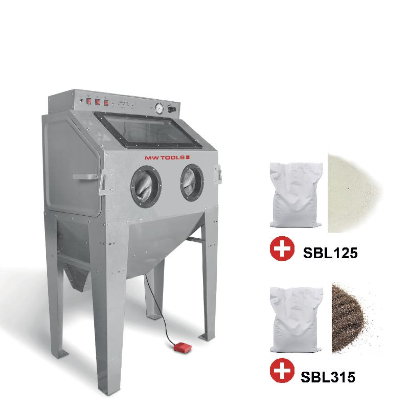 Pack cabine de sablage 415 L avec 25 kg de microbilles de verre et 25 kg de corindon brun MW Tools CAT415SET_0