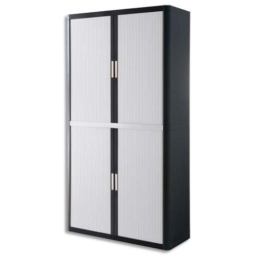 Paperflow easyoffice armoire démontable corps en ps teinté noir blanc - dimensions l110xh204xp41,5 cm_0
