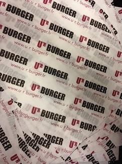 Papier alimentaire ingraissable personnalisé 44 grs - Kraft blanc et polyéthylène - Pour restauration rapide et snacking_0