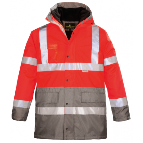 Parka polyester 4 en 1 HI WAY Hi-Viz - rouge / gris - Coverguard | 70599_0