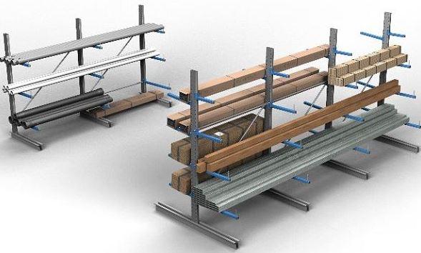 Rayonnage cantilever mi-lourd type ST 150 - Adapté aux charges longues et volumineuses - Finition époxy_0