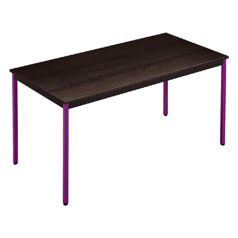 TABLE POLYVALENTE DROIT - L. 140 X P. 70 CM - PLATEAU NOIR - PIEDS PRUNE