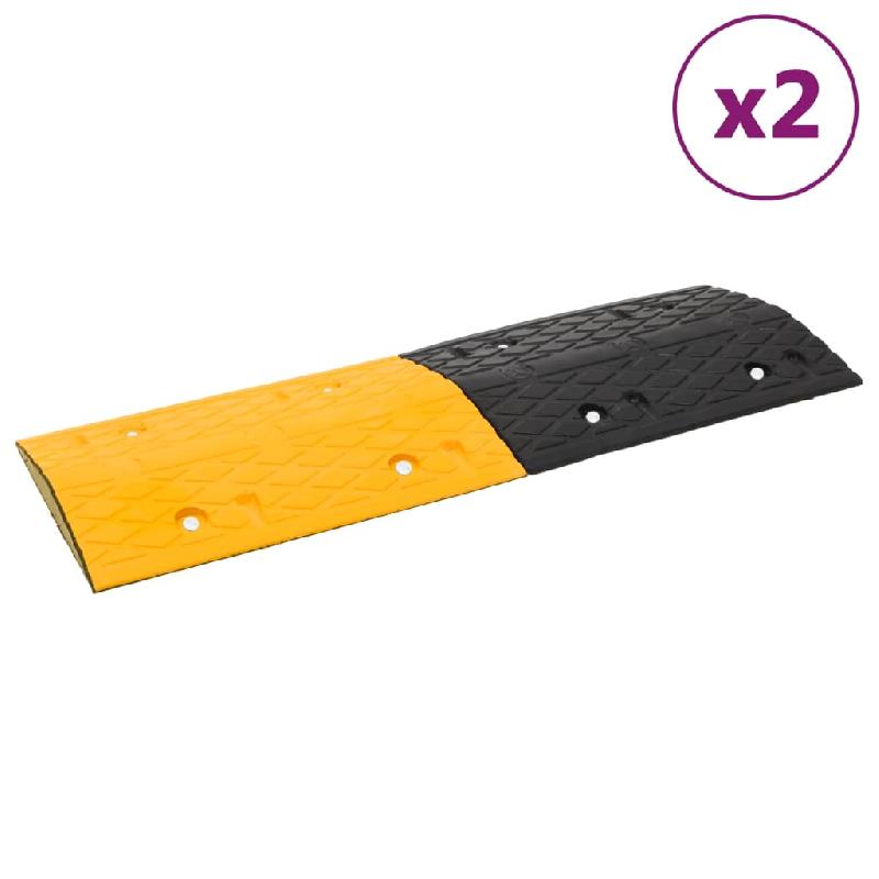 Vidaxl ralentisseurs 2 pcs jaune et noir 97x32,5x4 cm caoutchouc 3157042_0
