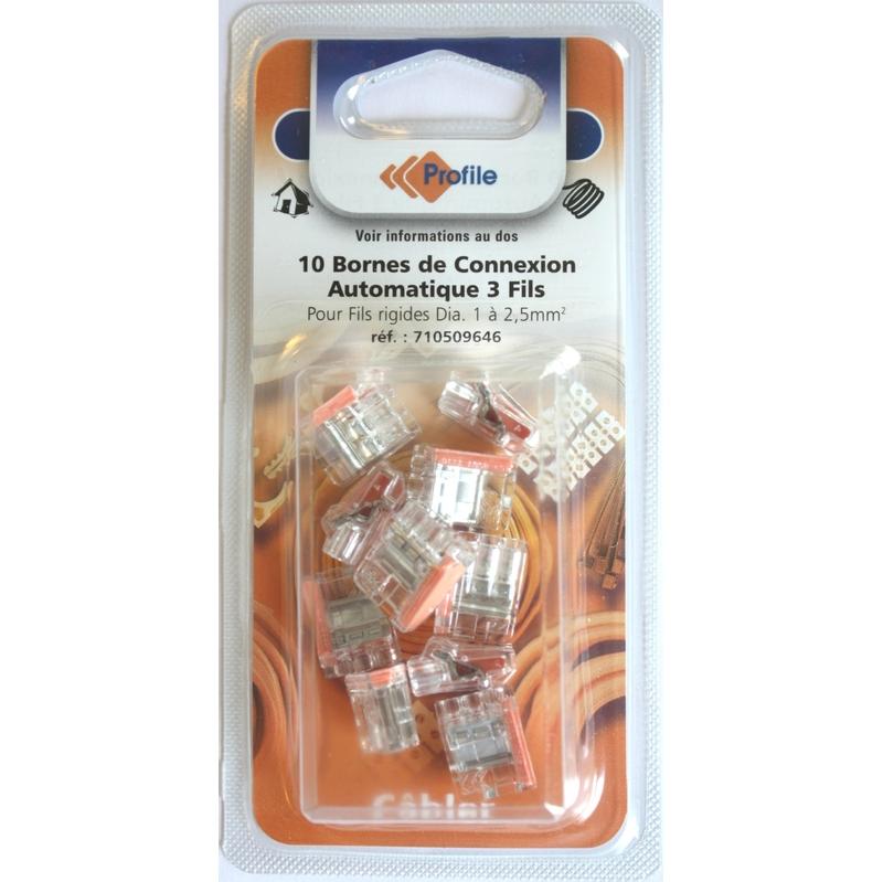 Lot de 10 bornes automatiques transparentes - 3 fils - Marque Profile_0