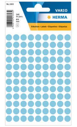 Étiquette universelle, ø 8 mm, rondes, bleues - 1843_0