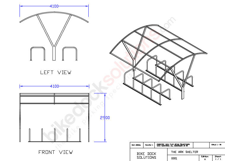 Abri vélo ouvert BSC23 - structure en acier - toiture polycarbonate - capacité jusqu'à 40 vélos - finition galvanisée ou RAL_1