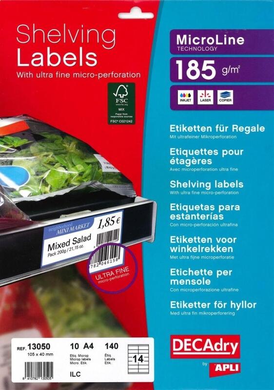 Apli 013050 Lot de 140 Cartes Micro perforées pour Étagère FSC 105 x 40, Blanc - 8410782130505_0