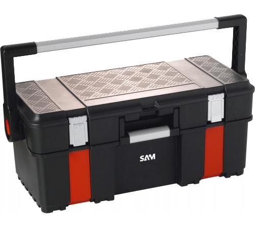Caisse à outils en PVC avec organiseur - SAM OUTILLAGE - BAOPRO-2 - 791342 - 56L - Clip métal_0