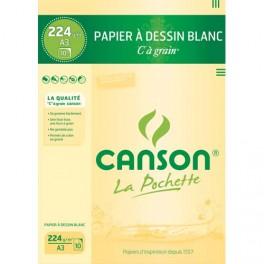 CANSON POCHETTE DE 10 FEUILLES DE PAPIER DESSIN C A GRAIN 224G A3 REF-27115